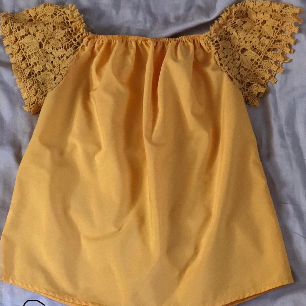 yellow off the shoulder blouse